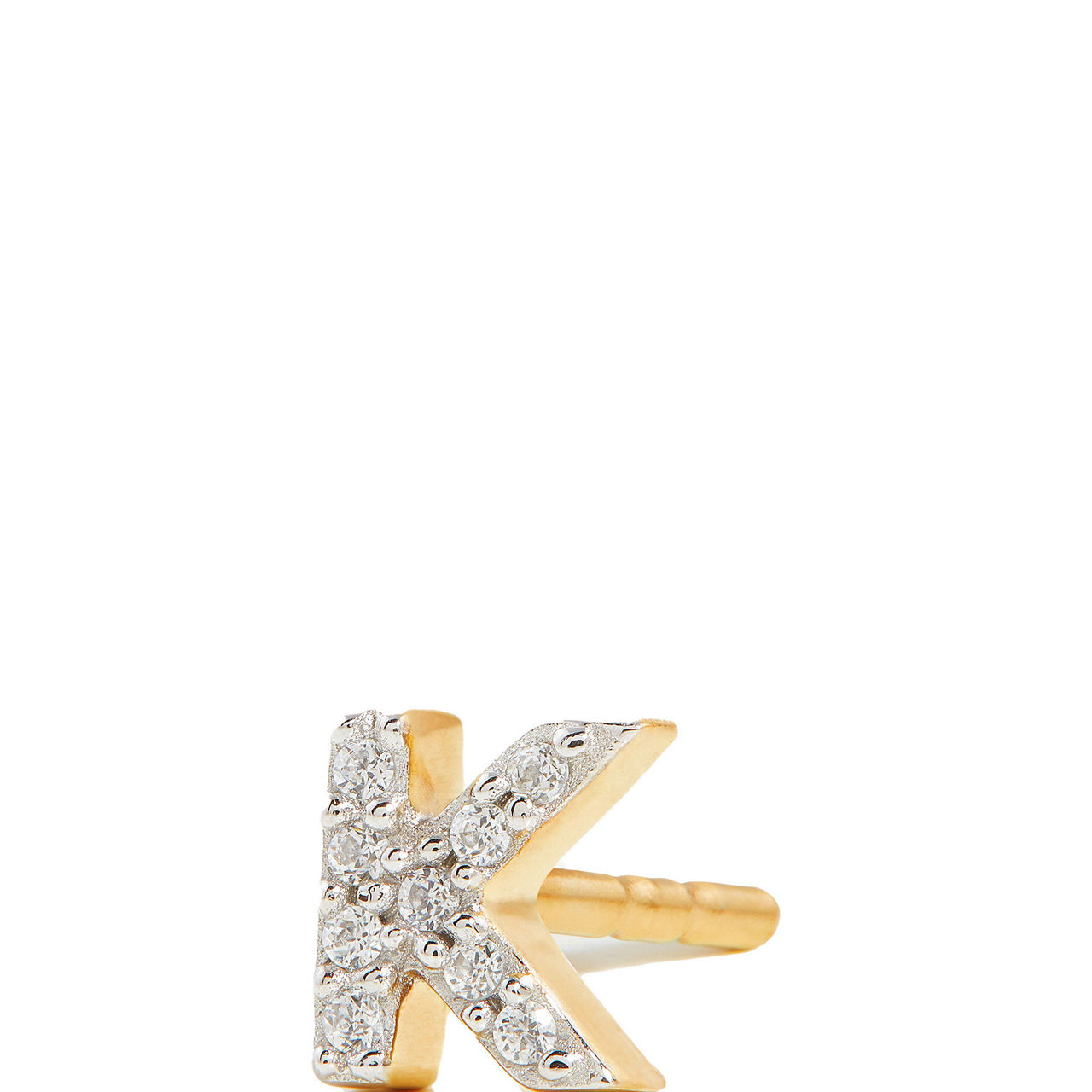 Pavé Gold Plated Initial Stud Earring K