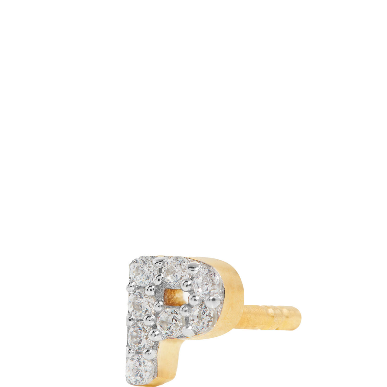 Pav&eacute; Gold Plated Initial Stud Earring P