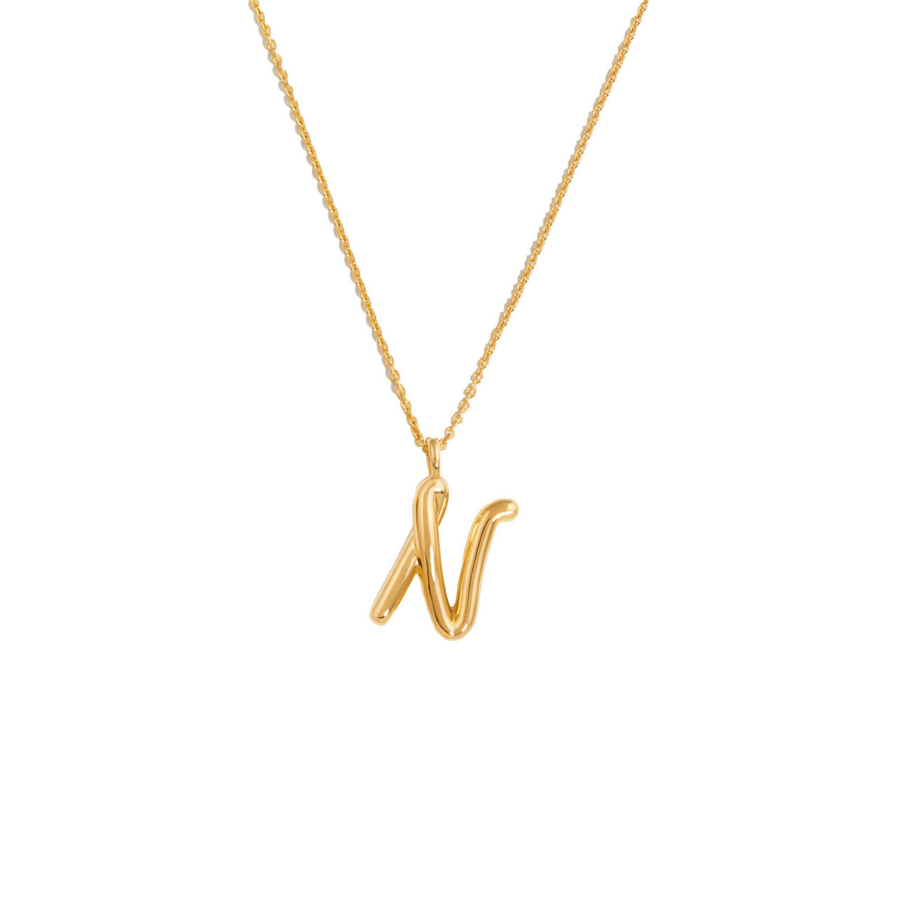 Curly Molten 18 kt Gold Plated Initial Necklace N
