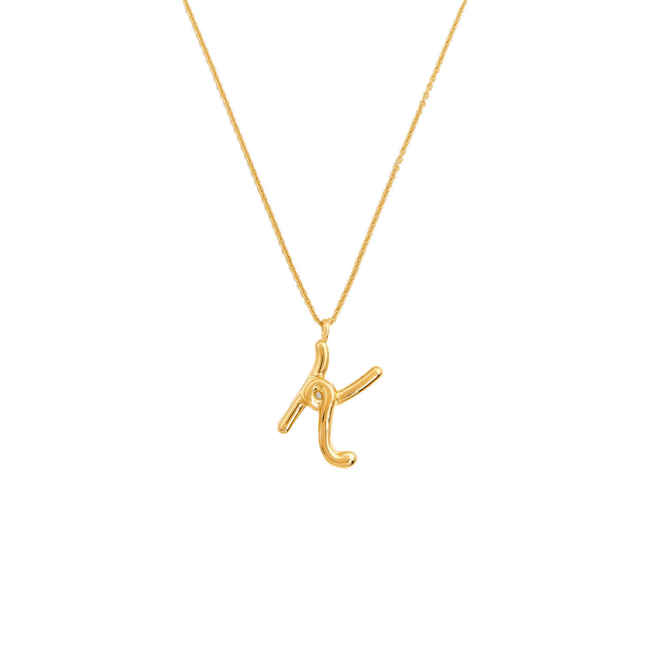 Curly Molten 18 kt Gold Plated Initial Necklace K