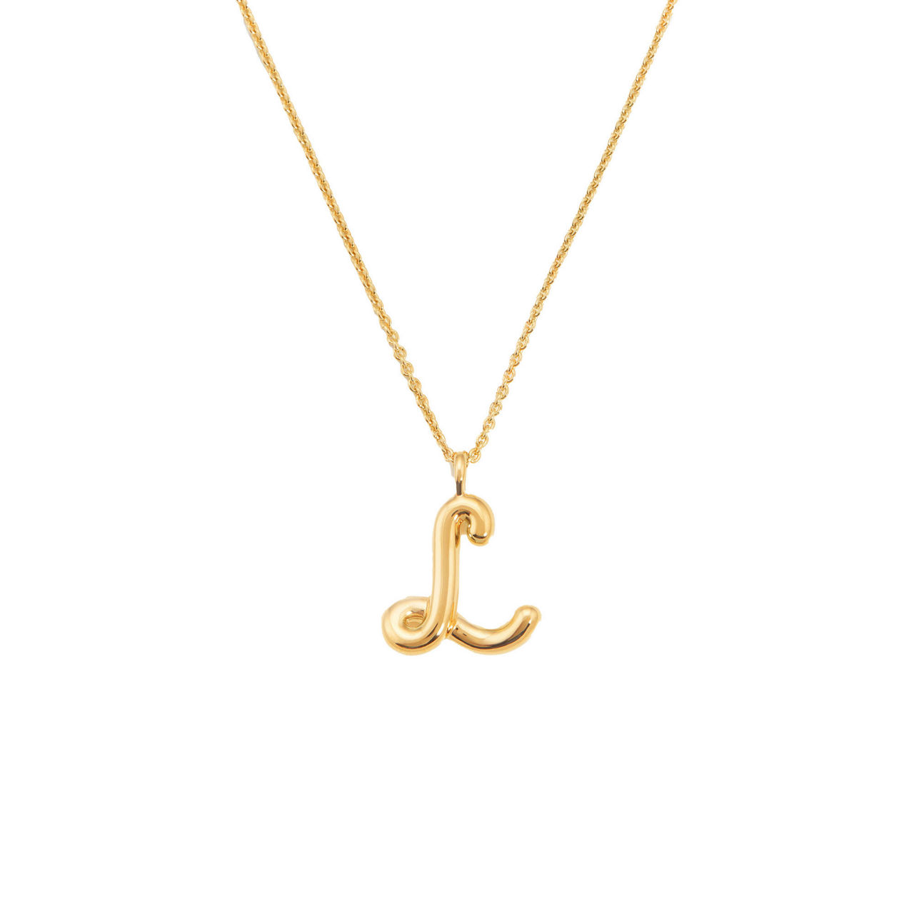 Curly Molten 18 kt Gold Plated Initial Necklace L