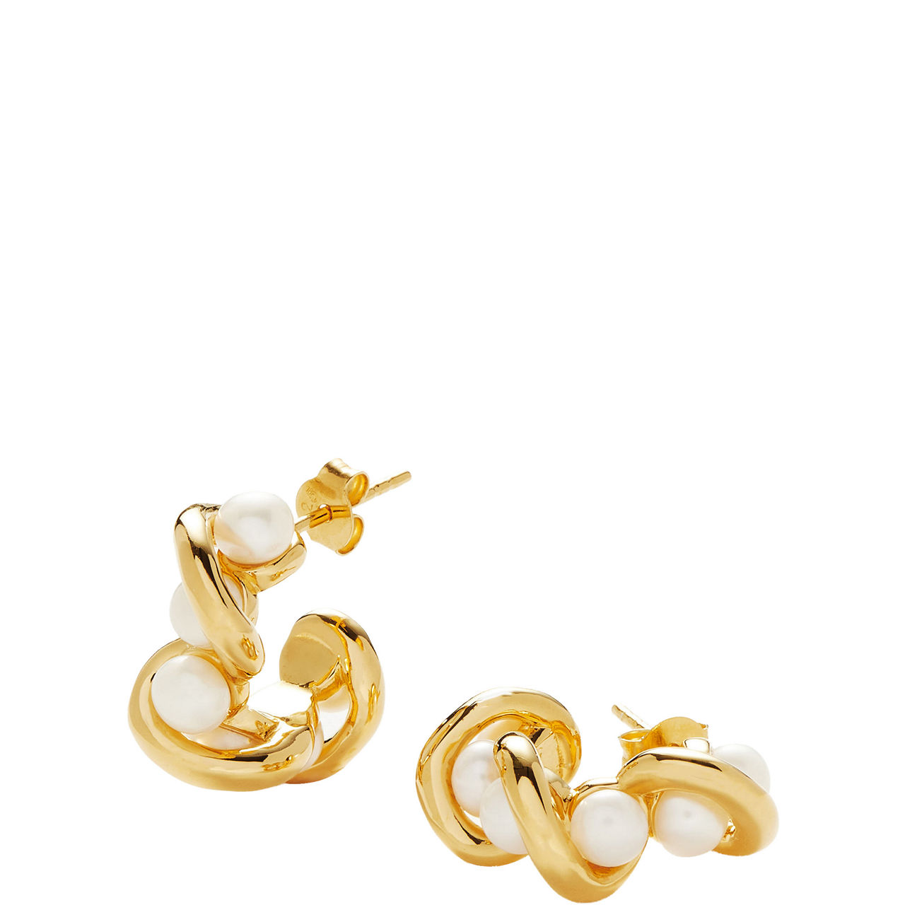 Molten Pearl Twisted Mini Double Hoop Earrings