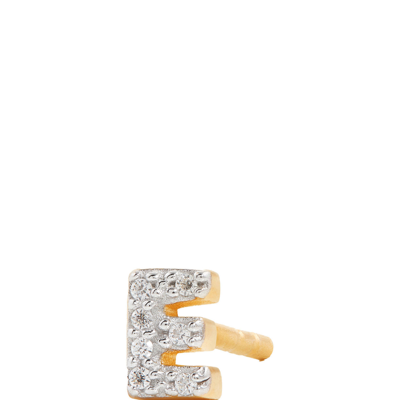 Pavé Gold Plated Initial Stud Earring E