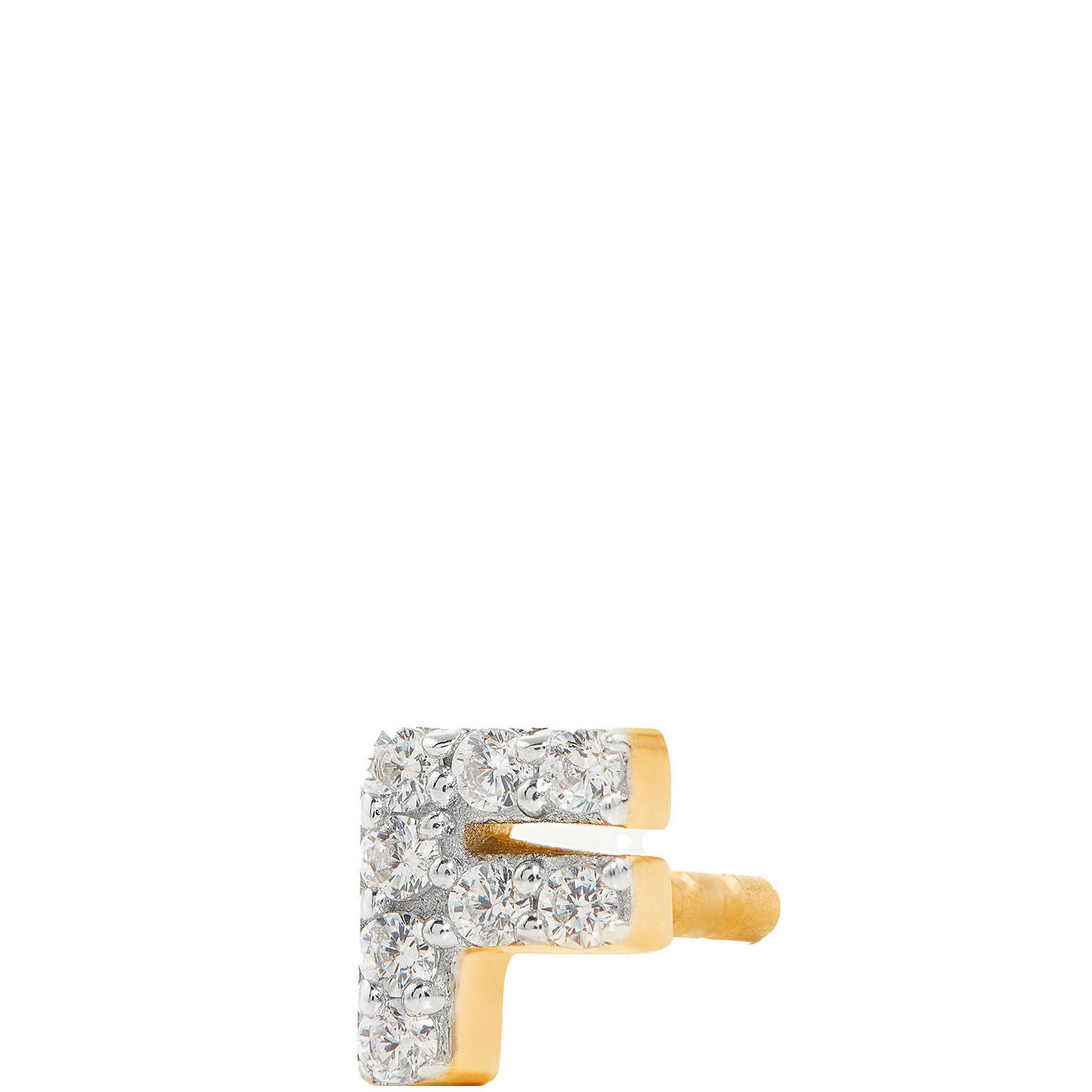 Pavé Gold Plated Initial Stud Earring F