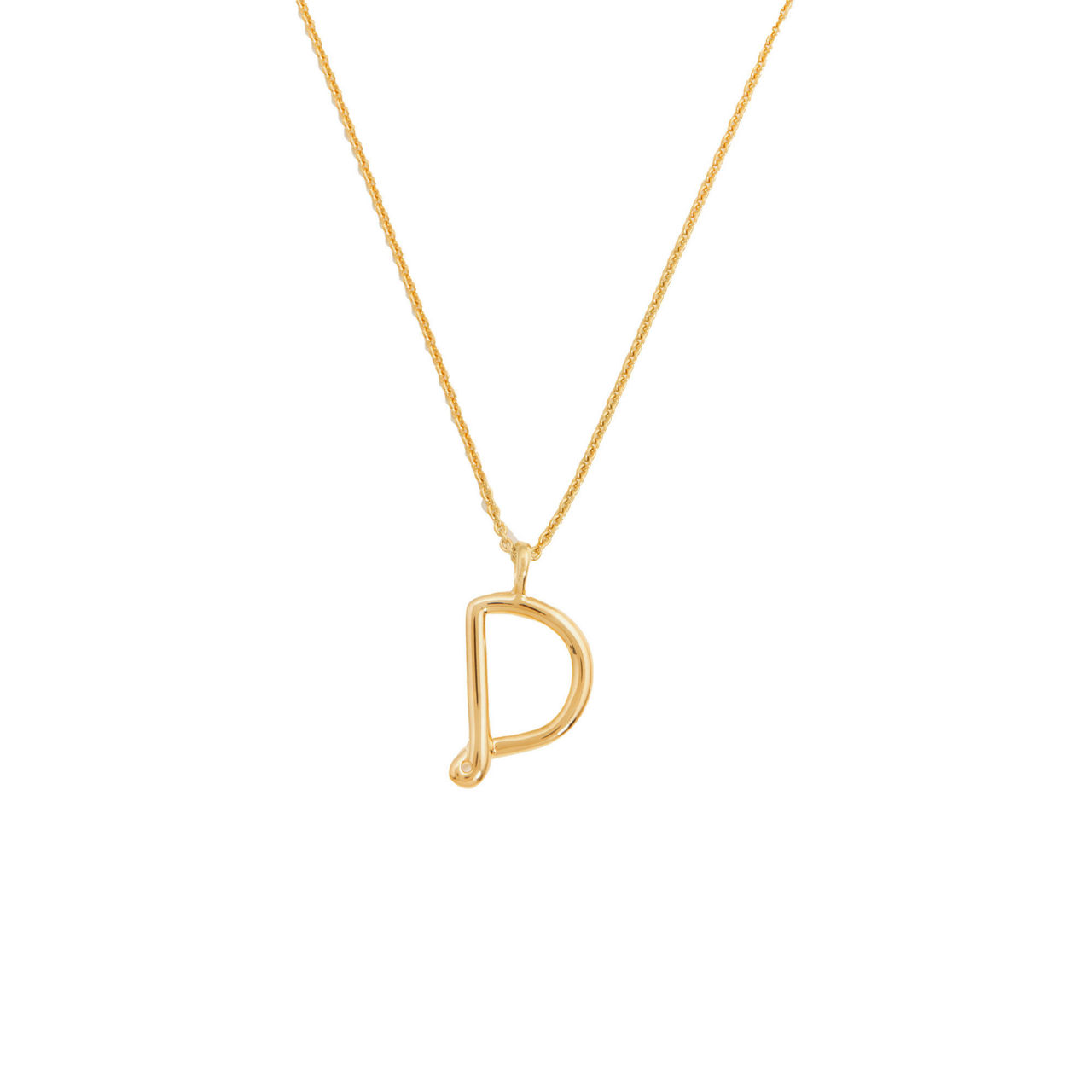 Curly Molten 18 kt Gold Plated Initial Necklace D