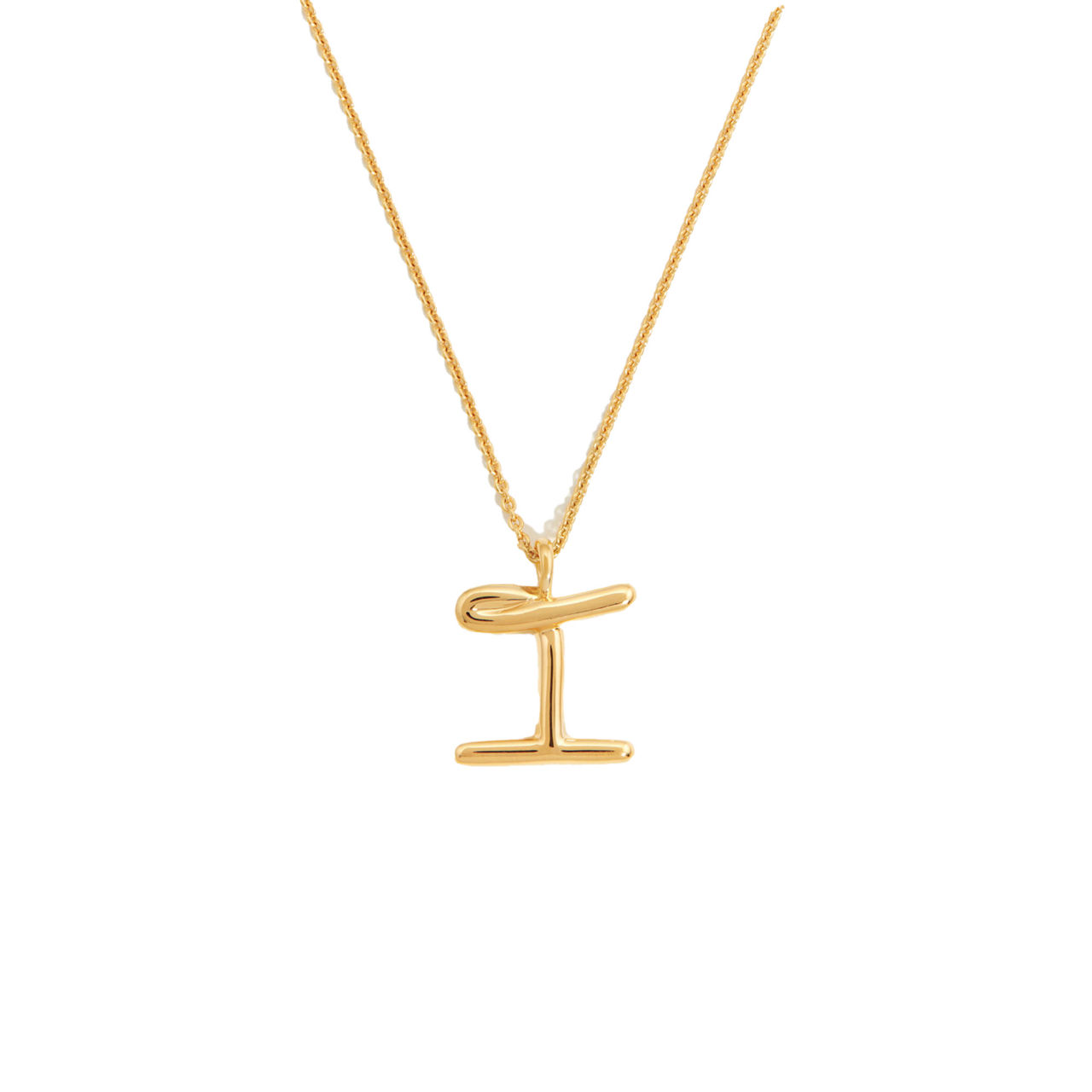Curly Molten 18 kt Gold Plated Initial Necklace I