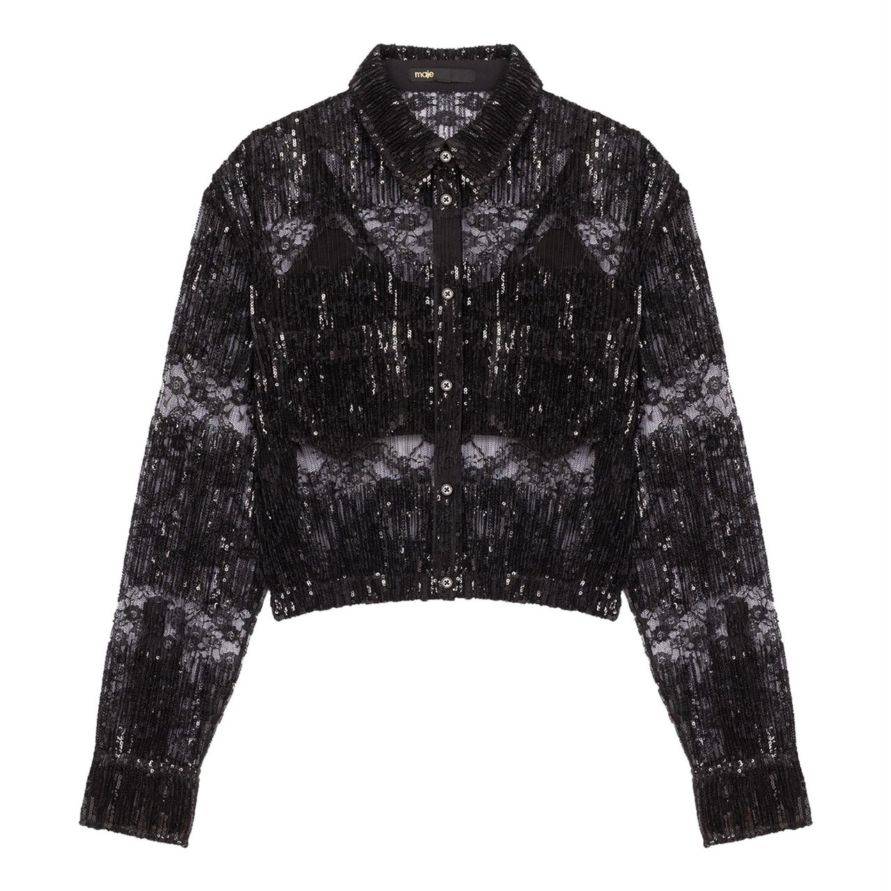 Ceville Pleated Lace Cropped Shirt preview
