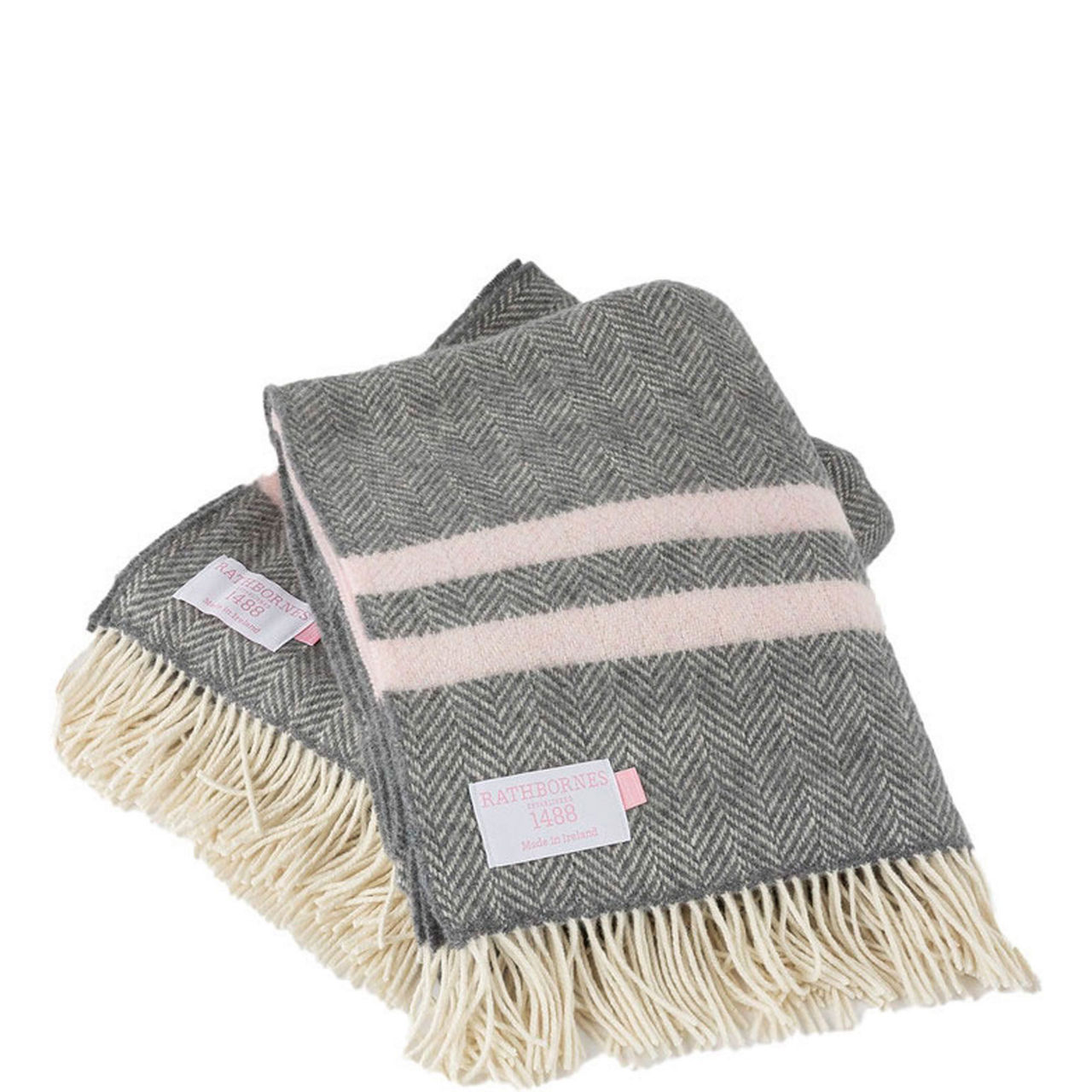 Pink and Grey Cashmere and Merino Throw