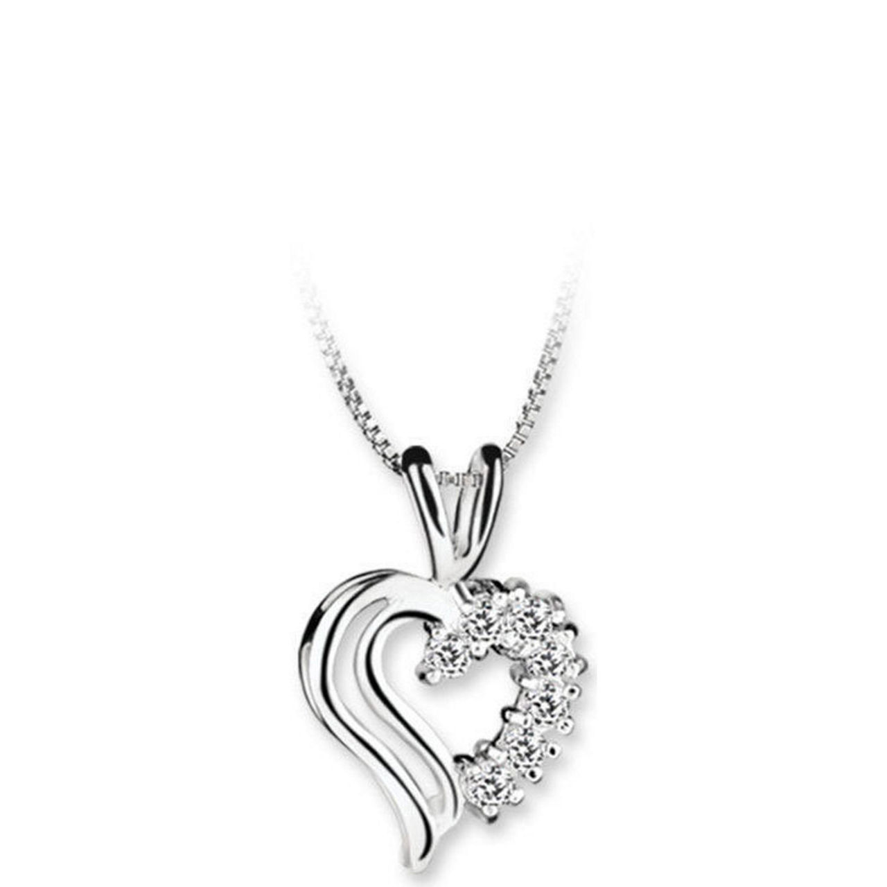 Double Heart Cubic Zirconia Pendant Necklace