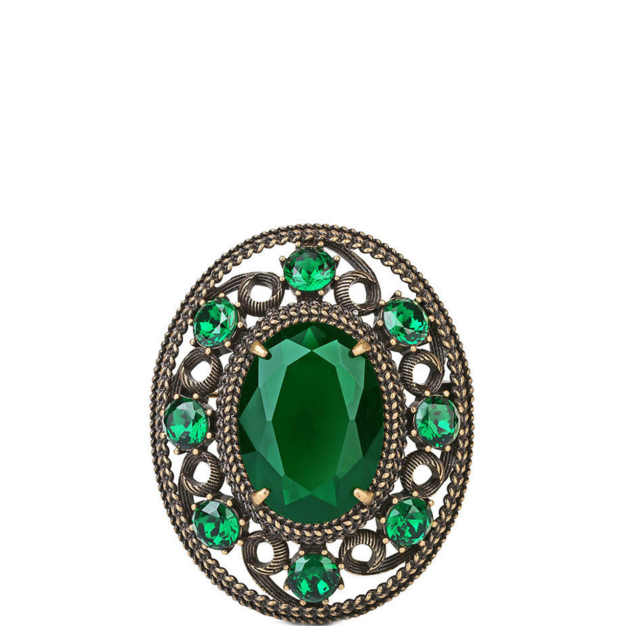 Stone Embellished Oval Brooch
