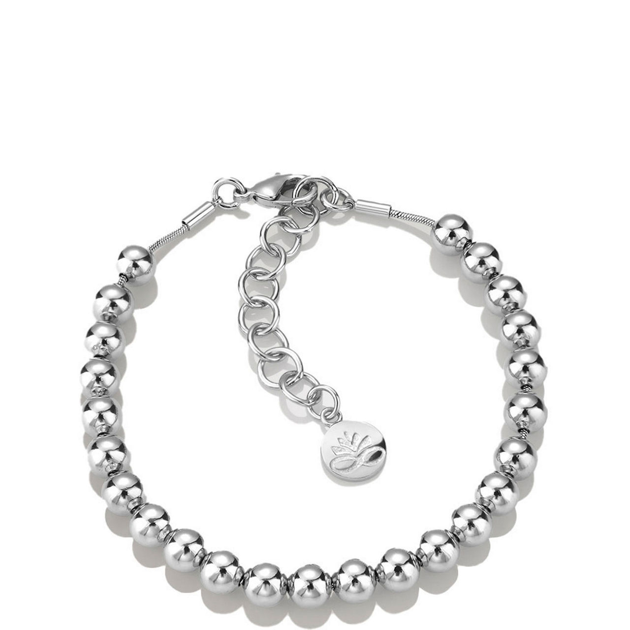 Rhodium Plated Small Beaded Bracelet