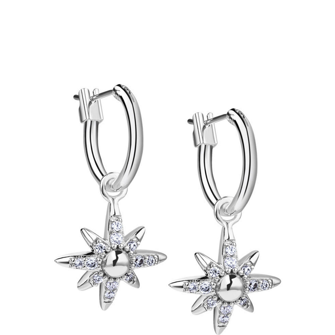 Silver Plated Crystal Embellished Star Earrings