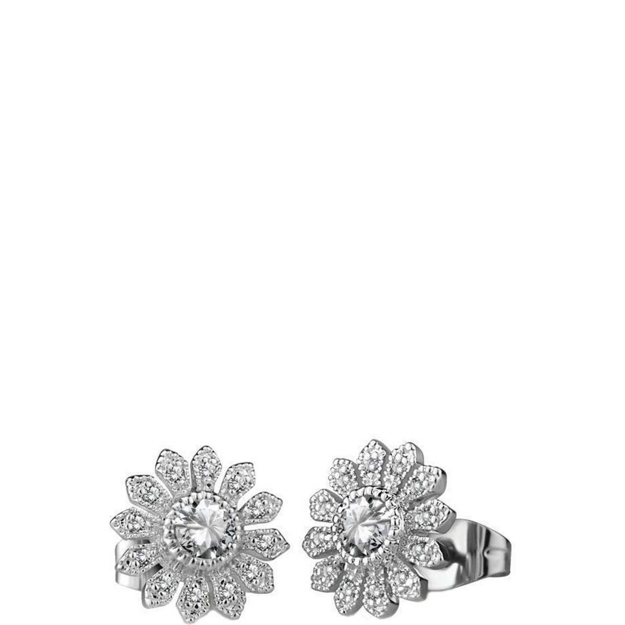 Clear Stone Flower Stud Earrings