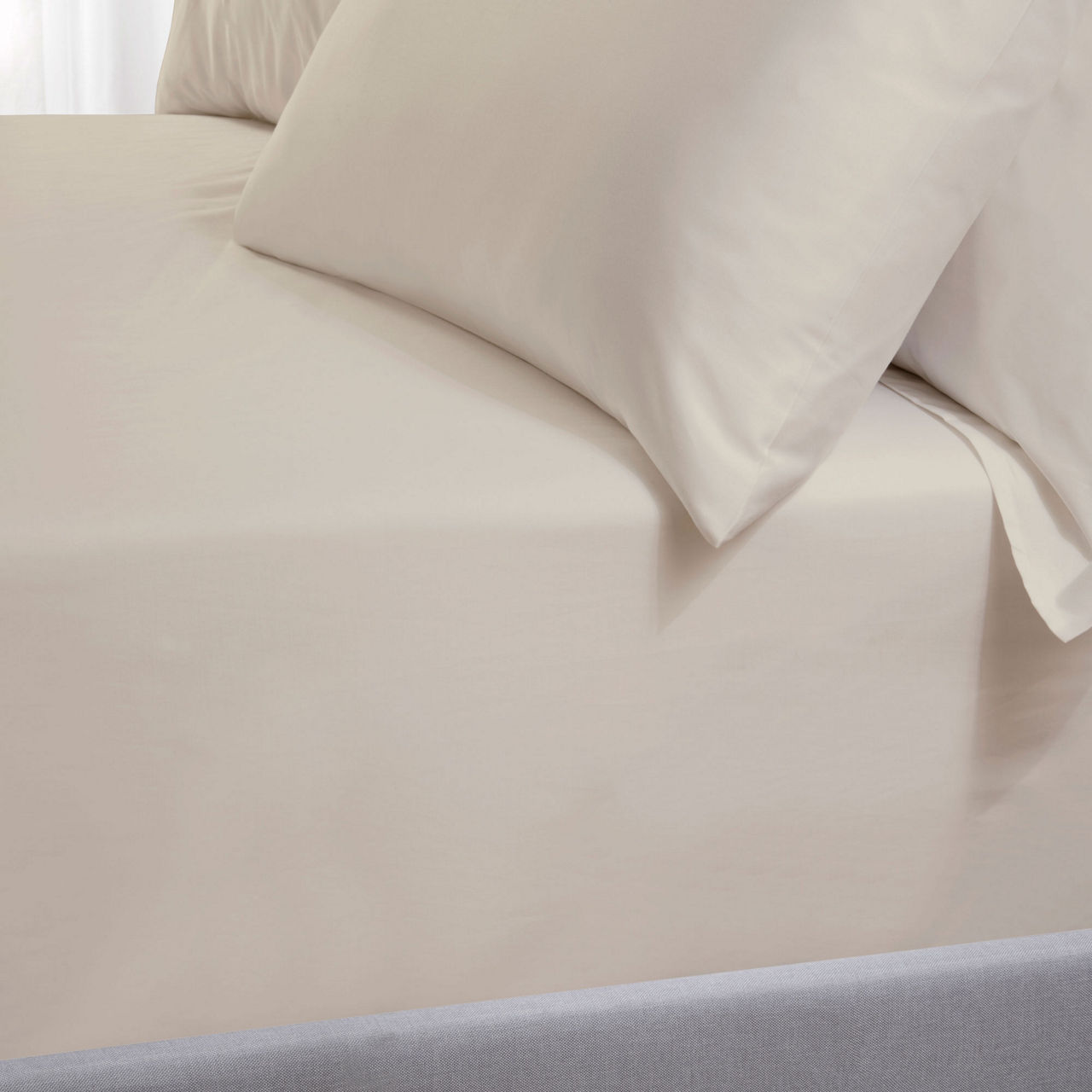 480 Thread Count Cotton Sateen Flat Sheet Cream