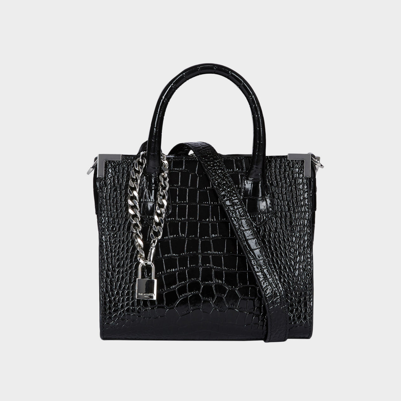 Ming Medium Croc Embossed Leather Bag