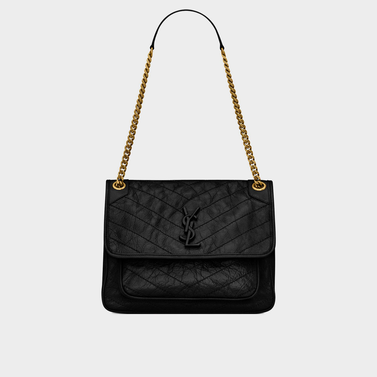 Niki Medium Crinkled Vintage Leather Chain Bag