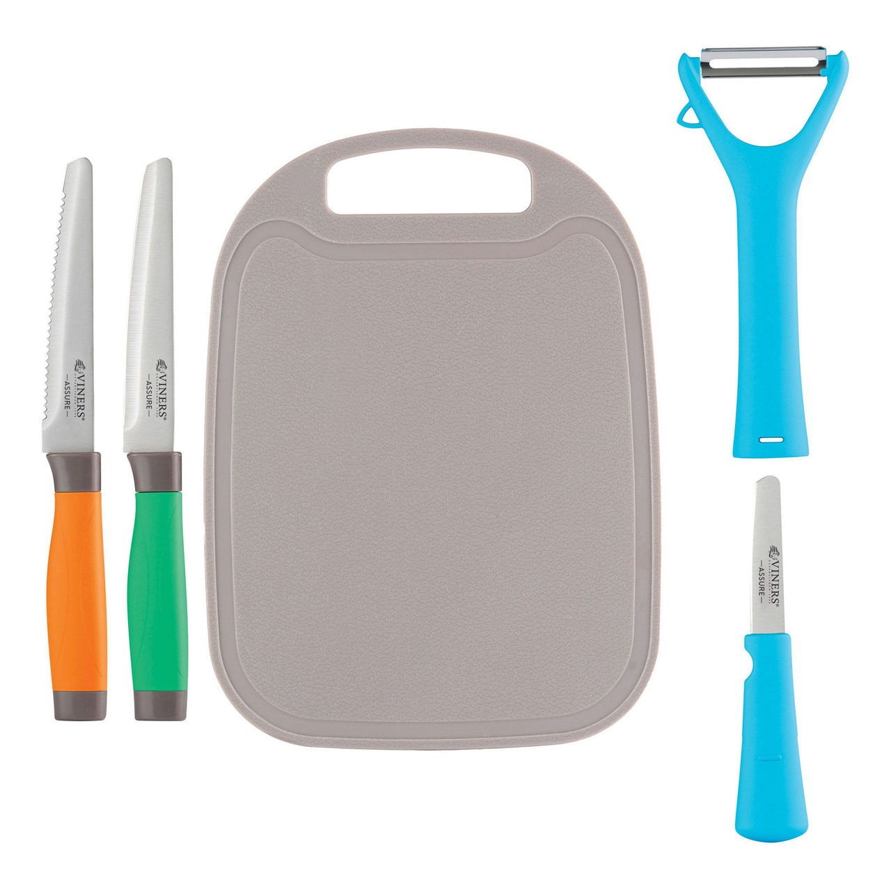 Assure Colour Code Knife, Peeler & Board Assure Colour Code Knife, Peeler & Board