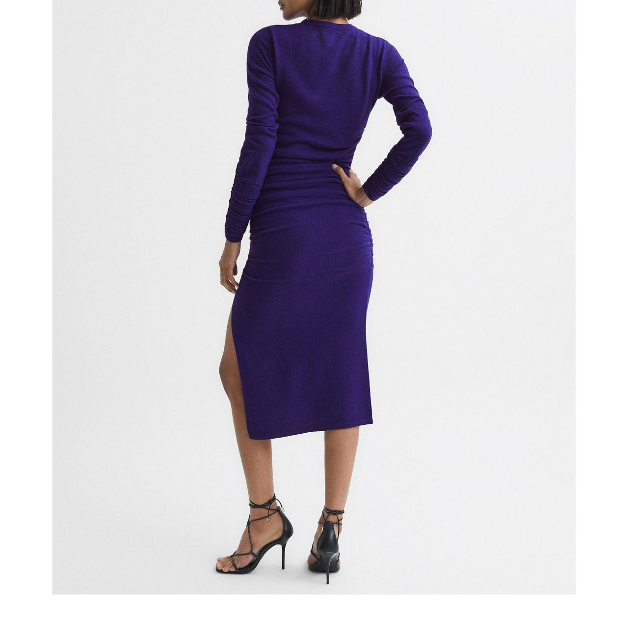 reiss charley ruched midi dress Reiss Charley Ruched Midi Dress In Black - 70% Off