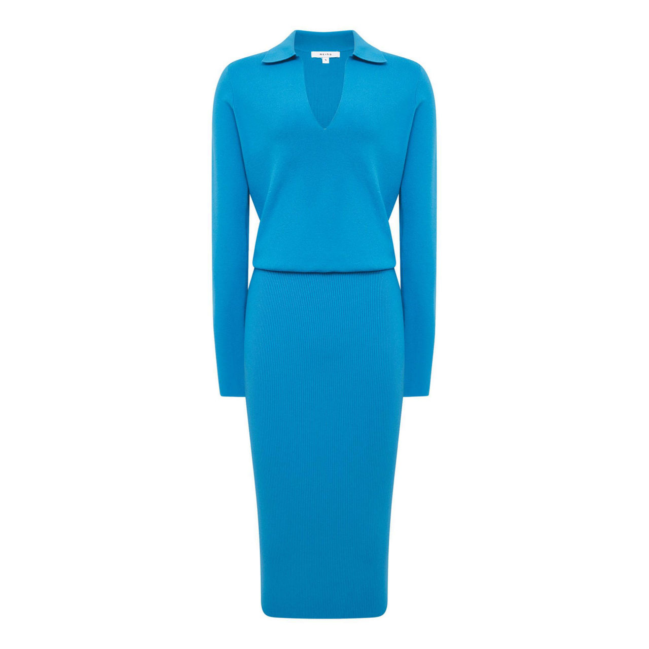reiss elaina collared knit dress Midi Sleeve