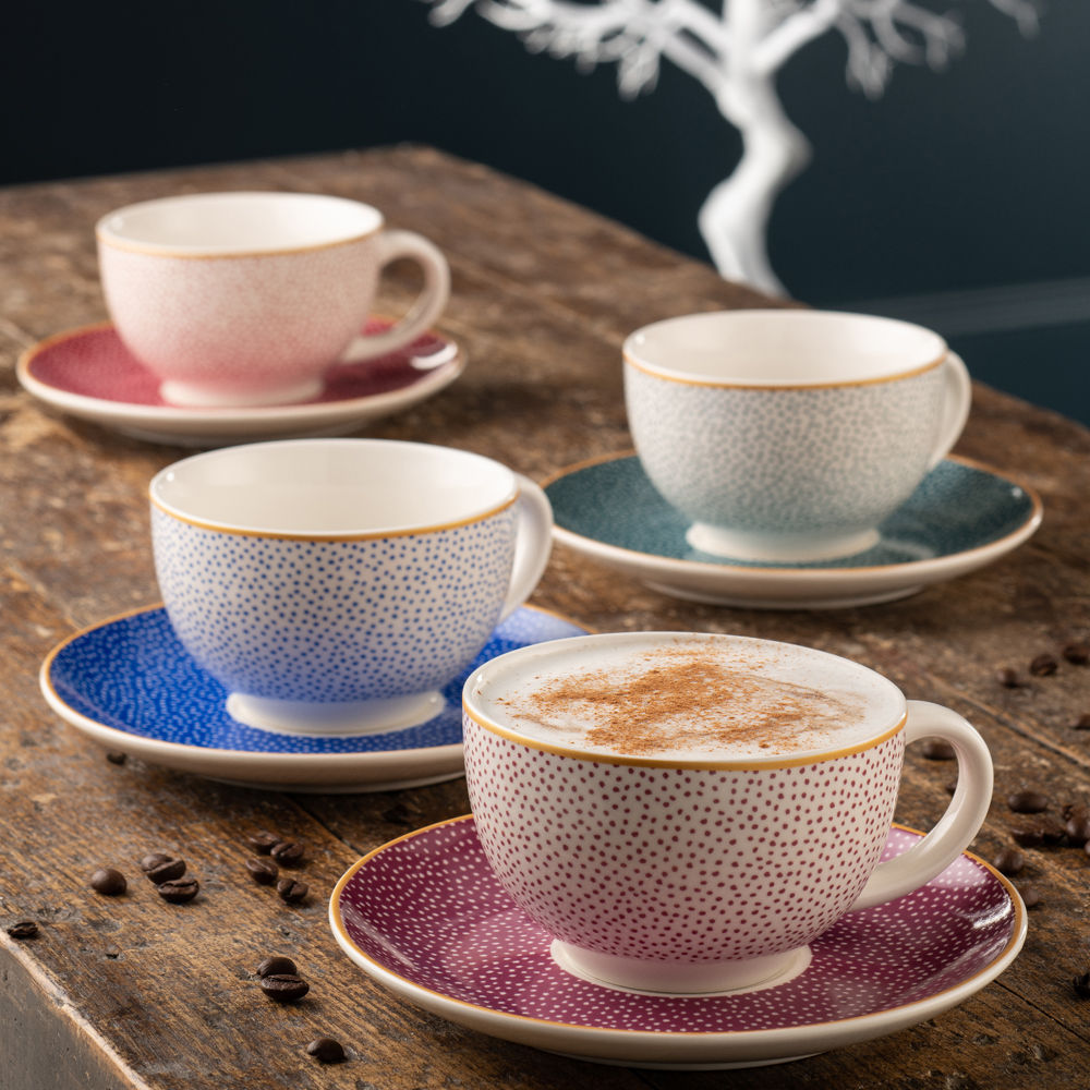 Love, Hope, Peace & Joy Cappuccino Cup & Saucers Eight-Piece Set