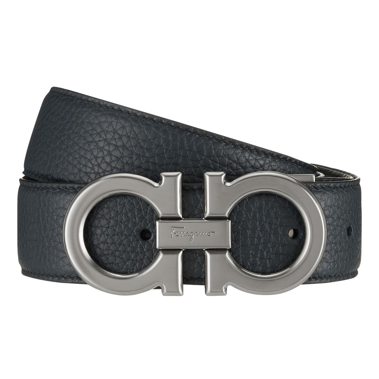 Grained Leather Logo Belt Grained Leather Logo Belt