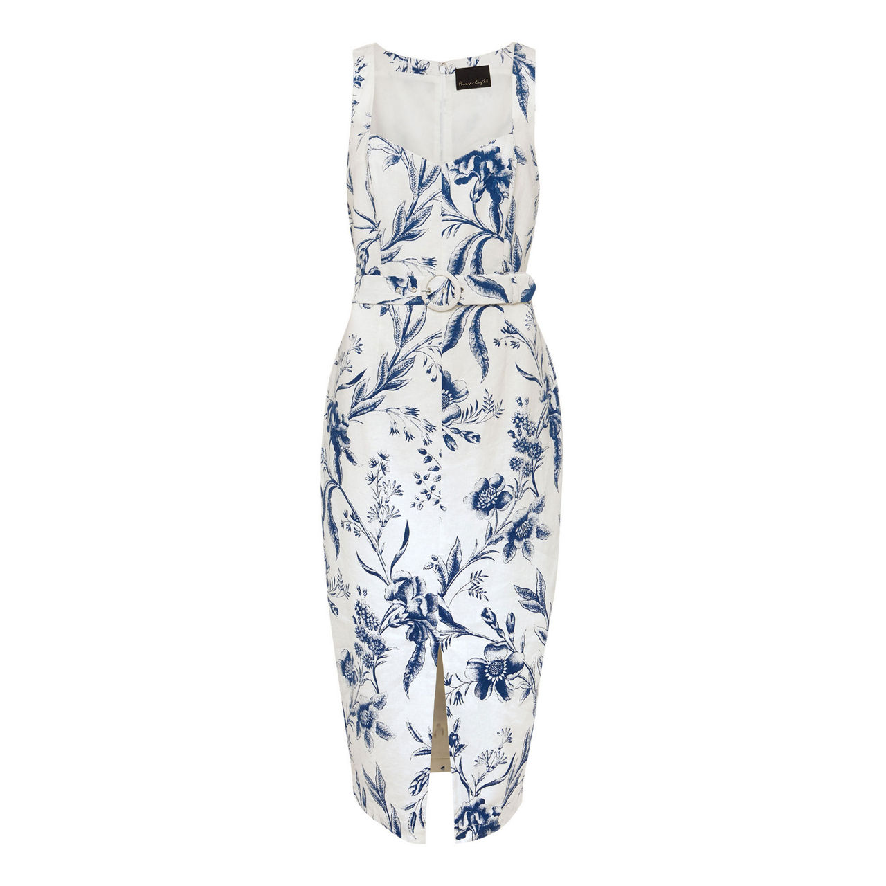 chinese dress ladies Kaya Linen Blend Color Block Print Front Cutout Knot Puff Sleeve Maxi Dress main image 1