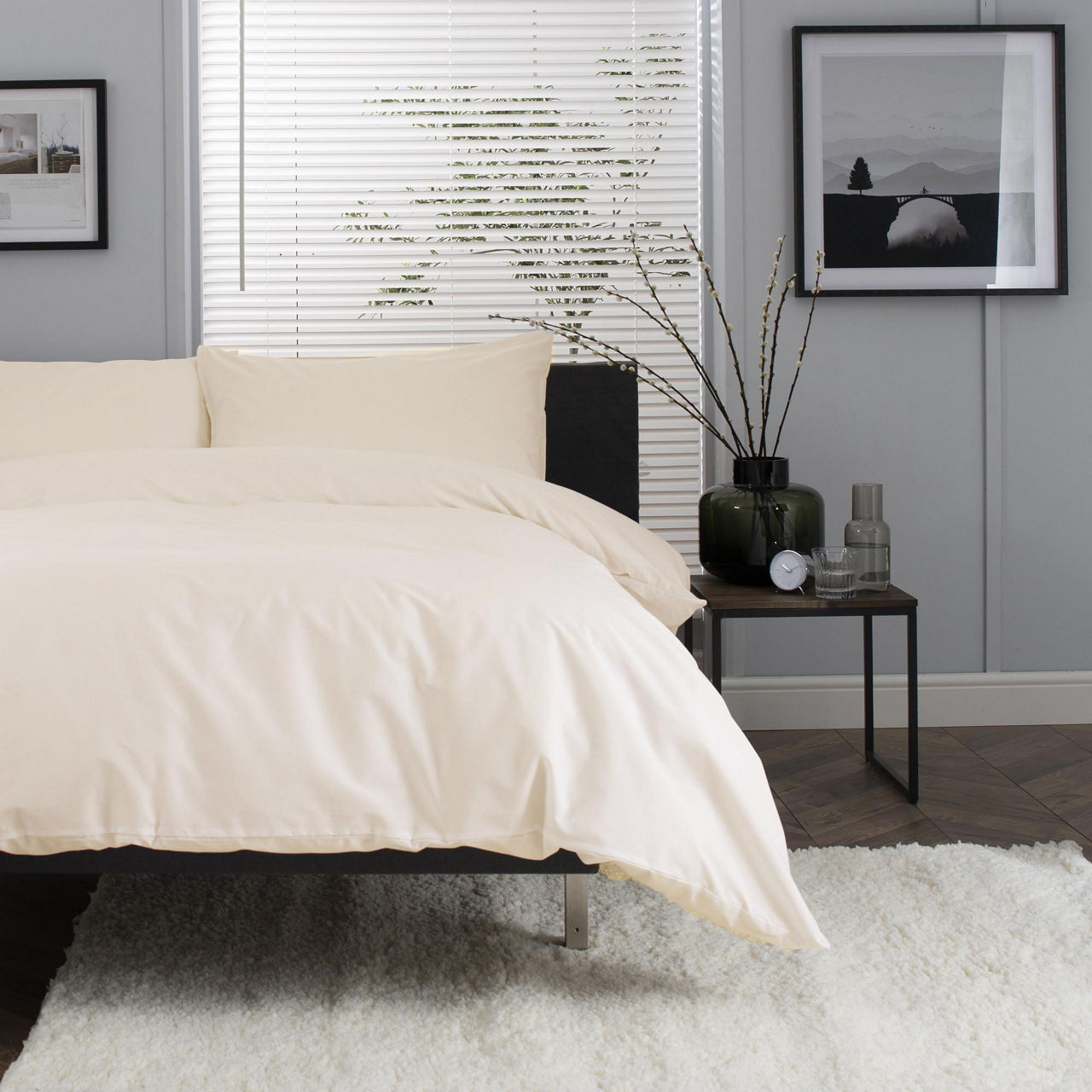 200 Thread Count Cotton Percale Duvet Set Ecru