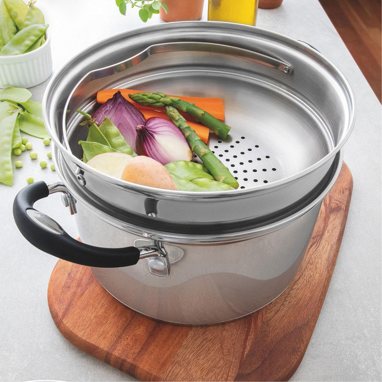 Stainless Steel Two Piece Steamer Set Stainless Steel Two Piece Steamer Set
