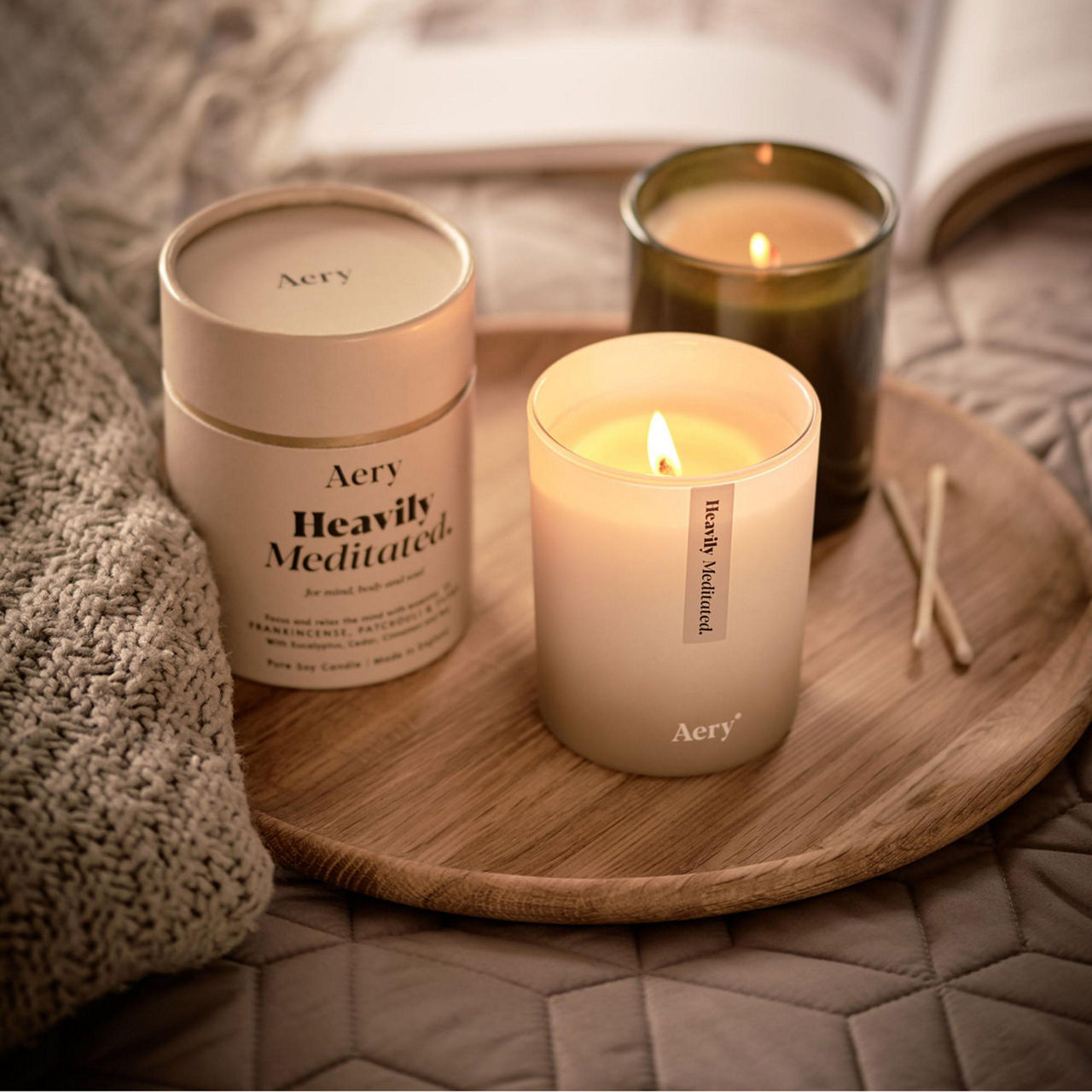 AERY Heavily Meditated Scented Candle Frankincense Patchouli Thyme