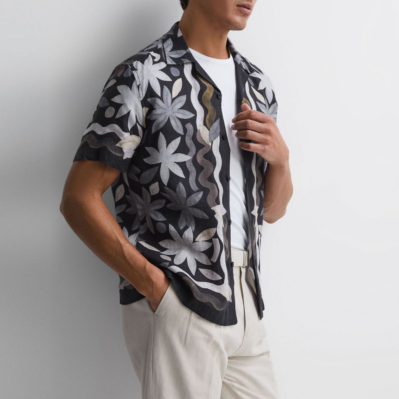 Delphi Linen Floral Cuban Collar Shirt Delphi Linen Floral Cuban Collar Shirt