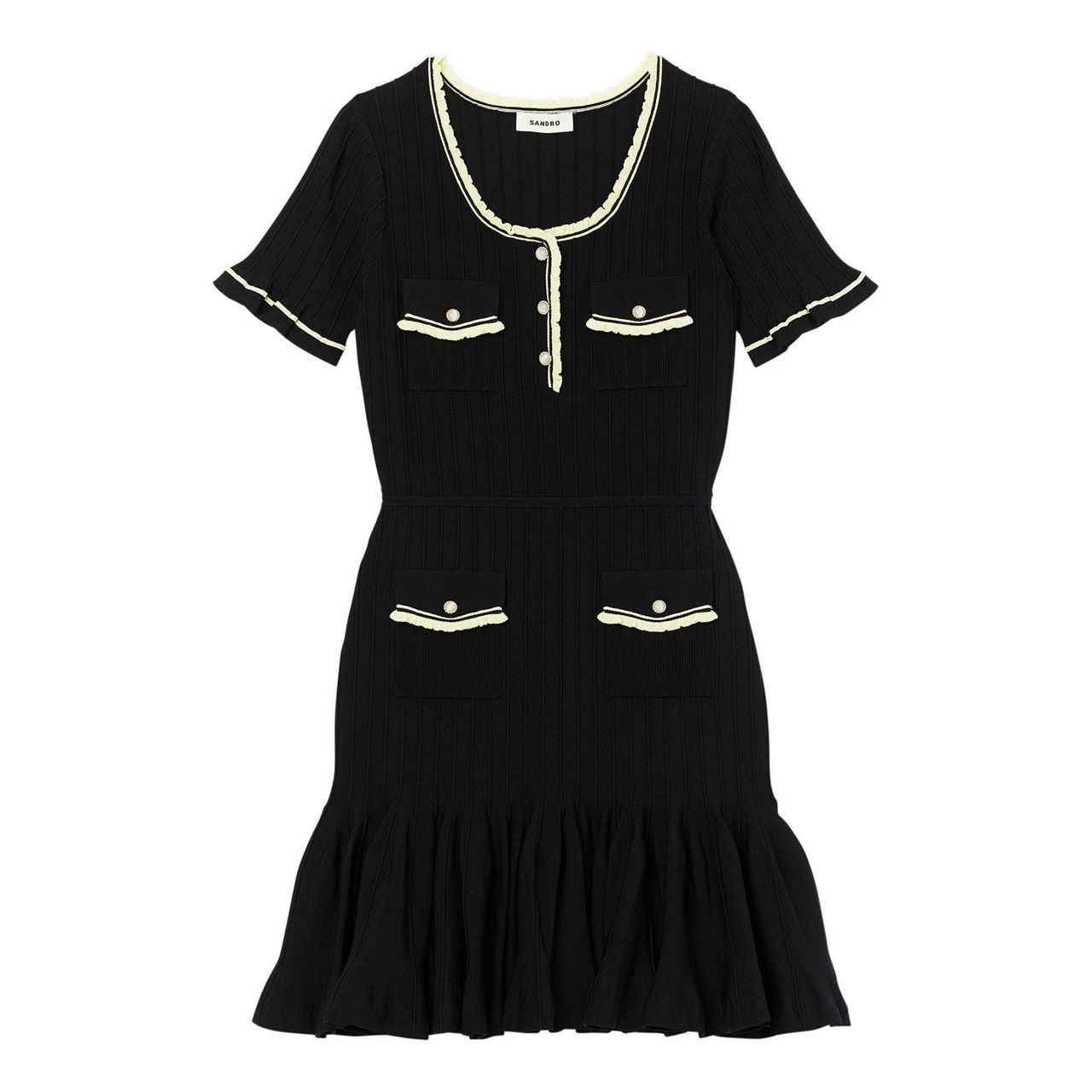 sandro dresses brown thomas Contrast Trim Mini Dress Sleeveless