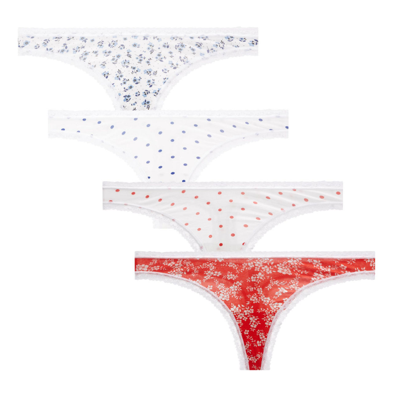 Four-Pack All About Dot Printed Thongs Four-Pack All About Dot Printed Thongs