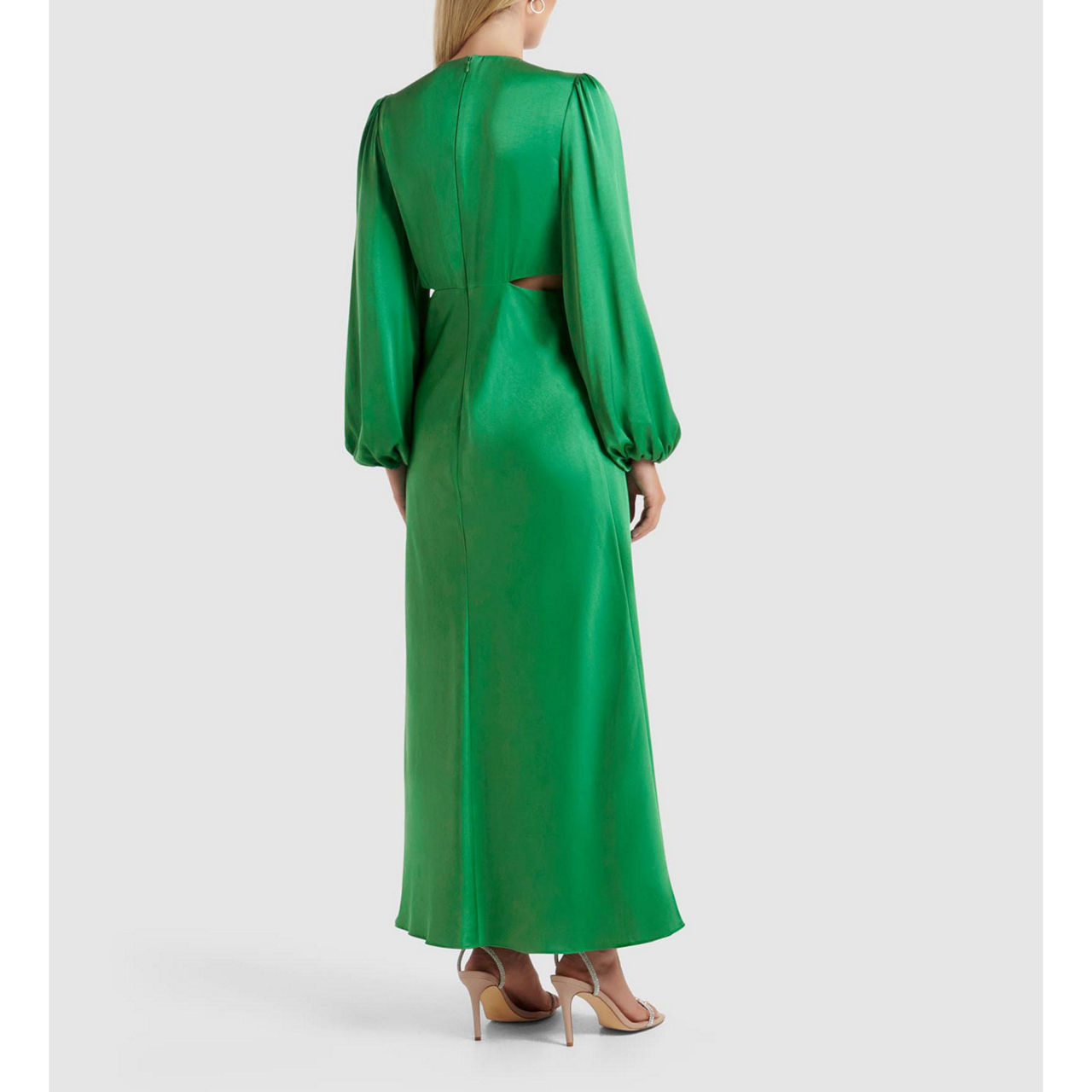 giselle cut out satin midi dress Giselle cut out pleated