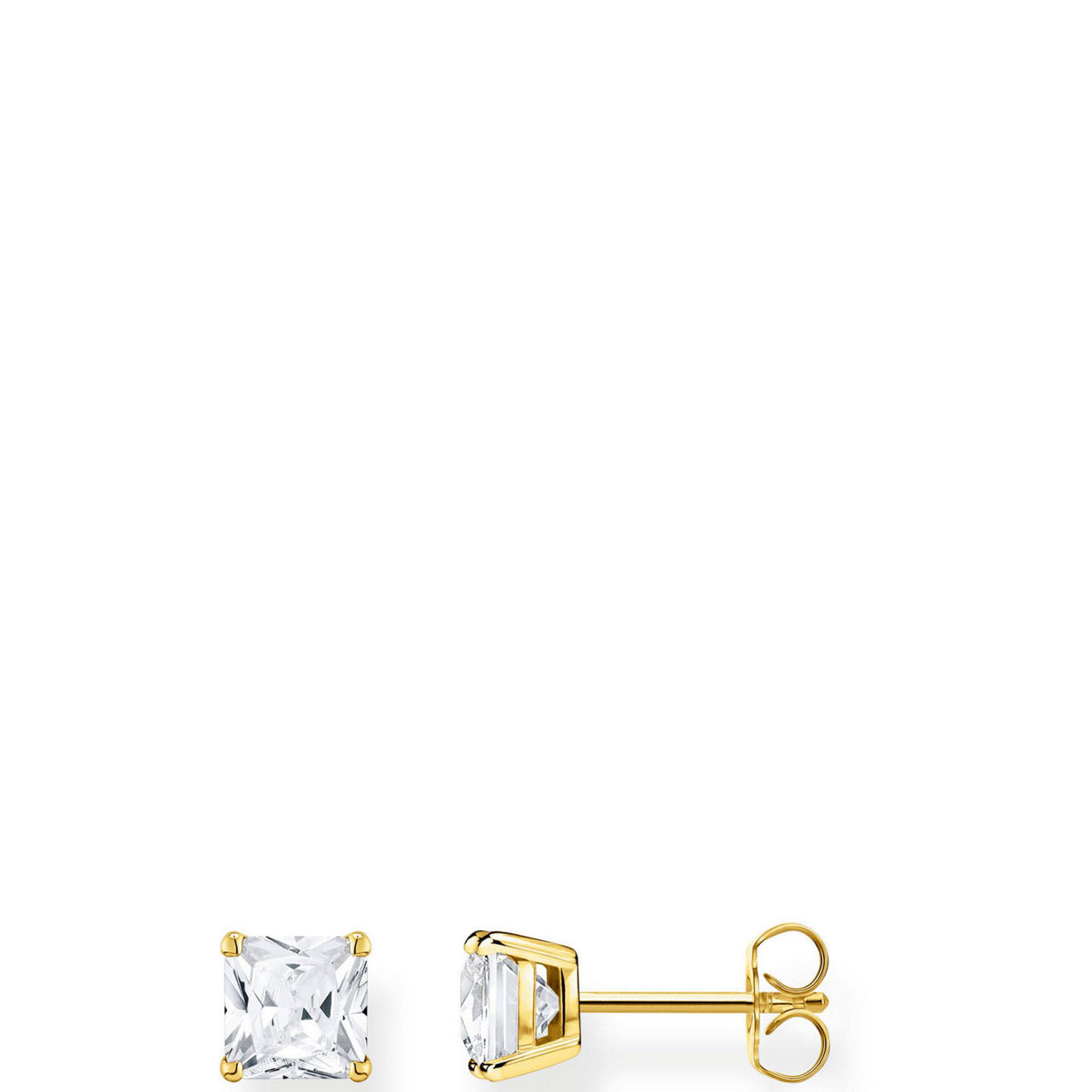 Gold Classic White Cubic Zirconia Stud Earrings