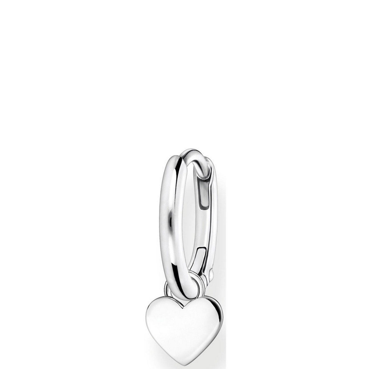 Silver Single Hoop Heart Pendant Earring