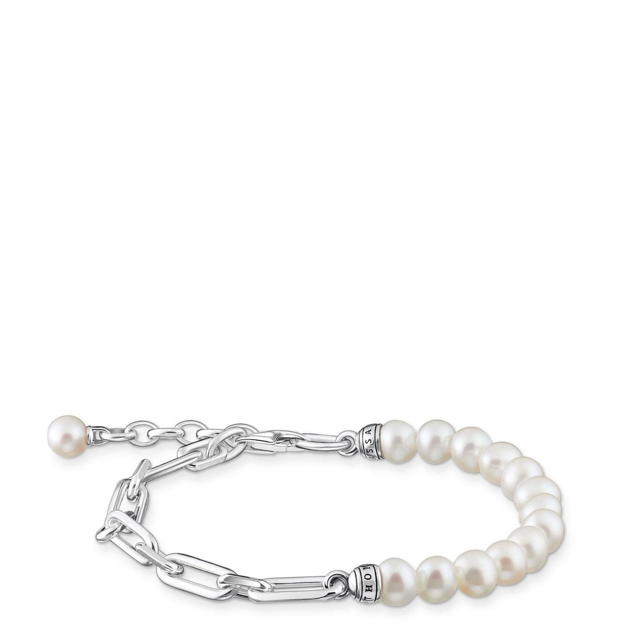 Silver Links and Pearls Bracelet