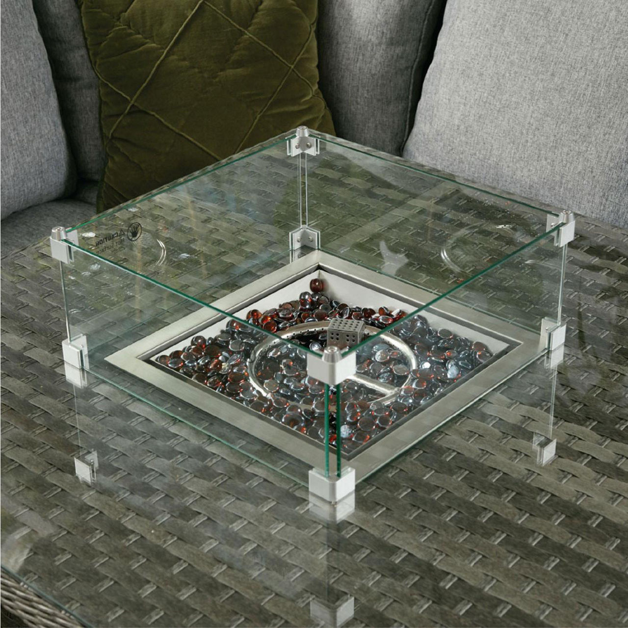 Boston Casual Dining Set with Square Table & Firepit