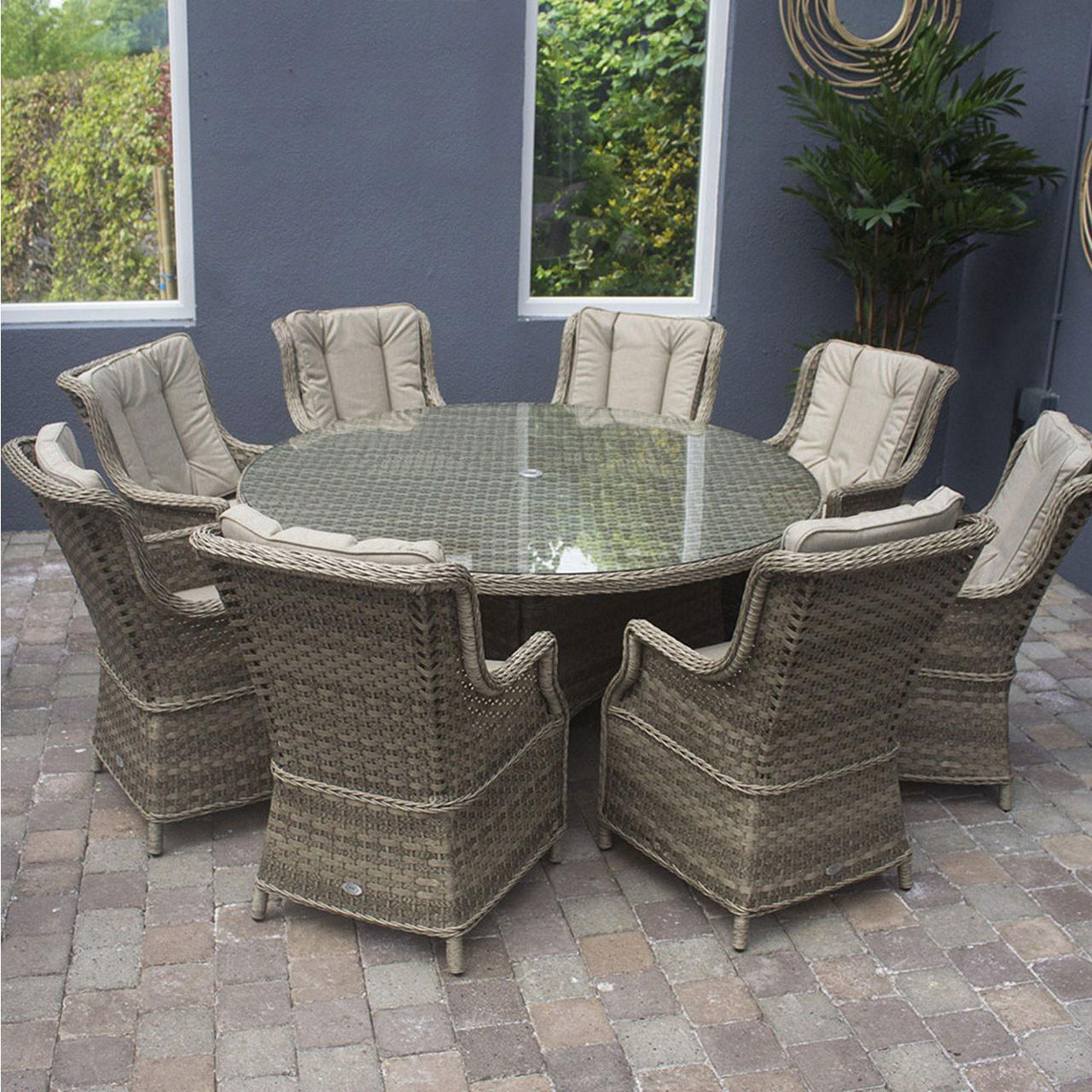 Hampton 8 Seat Dining Set with 165cm Round Table