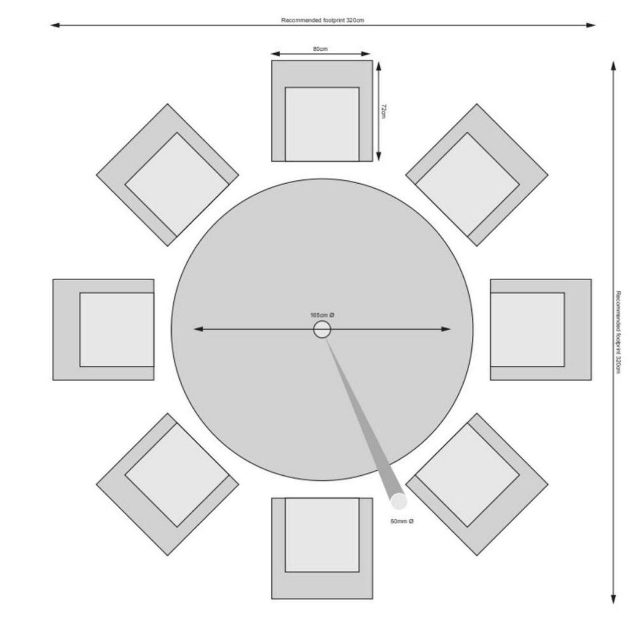 Hampton 8 Seat Dining Set with 165cm Round Table