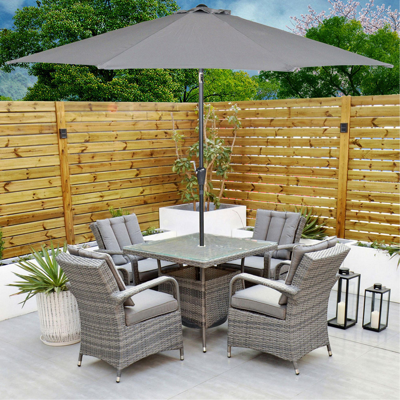 RATHWOOD Ottawa Seat Rectangle Dining Set with Ice Bucket Grey