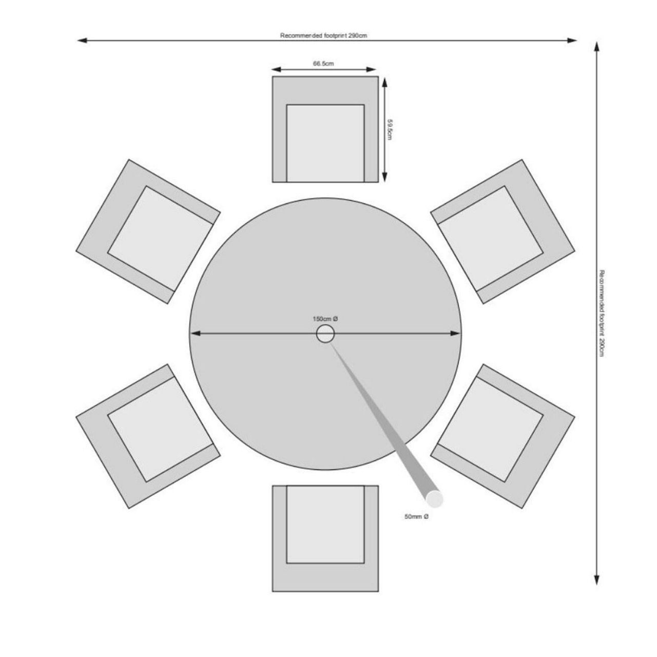 Toulouse 6 Seat Dining Set with Round Table & Lazy Susan