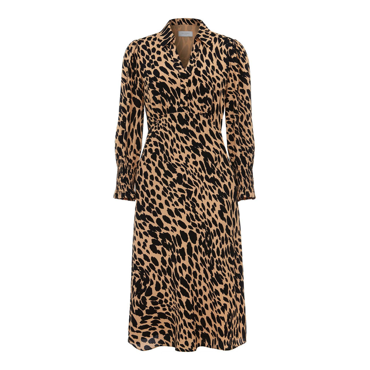 brown african print dresses HOBBS BROWN PRINT 3/4 SLEEVE WRAP DRESS SIZE 10 – Whispers Dress Agency main image 0