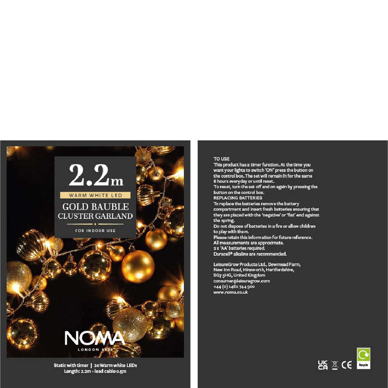 Gold Bauble Cluster Garland 2.2m