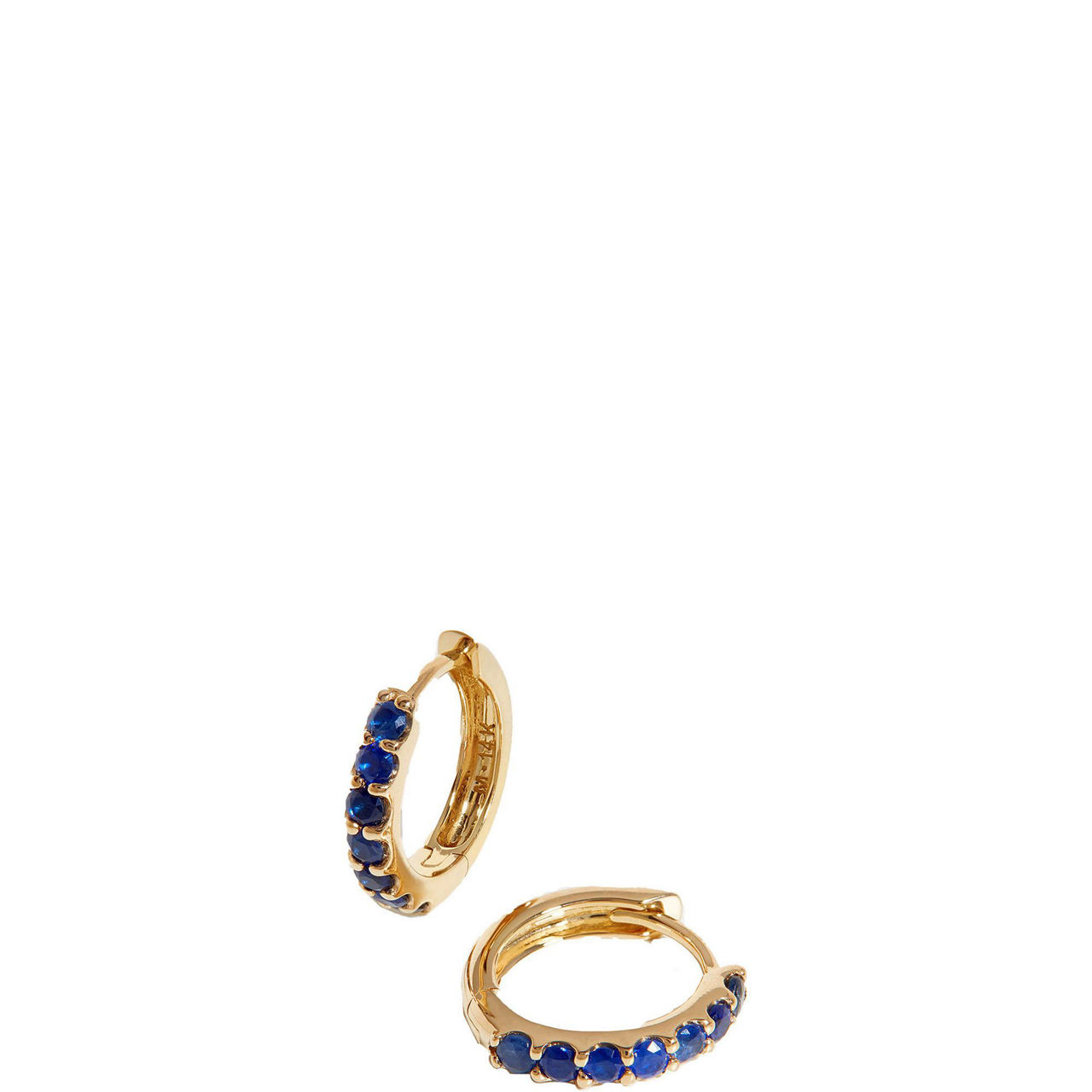 Fine 14kt Gold Blue Sapphire Huggies