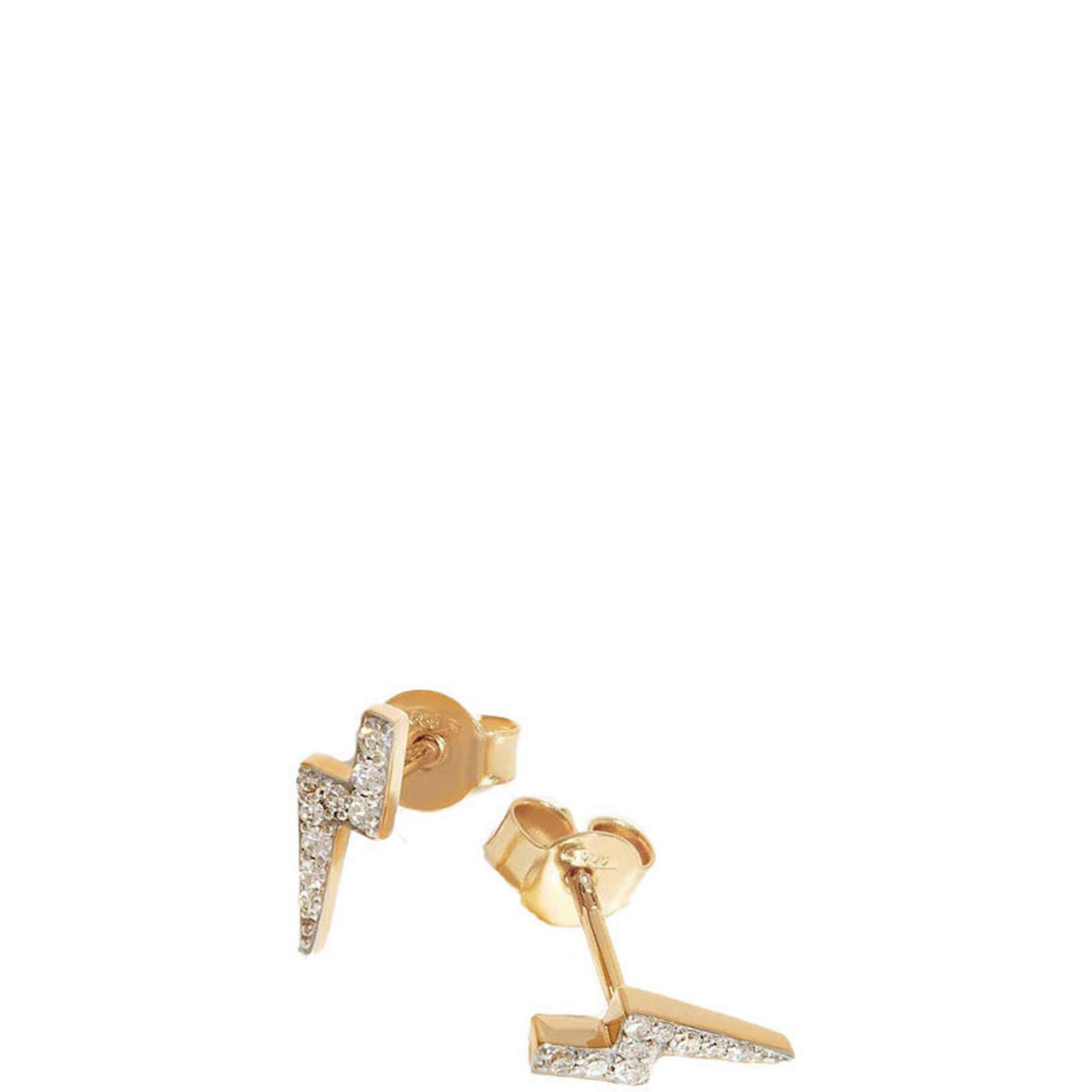 Fine 14kt Gold Diamond Lightning Stud Earrings