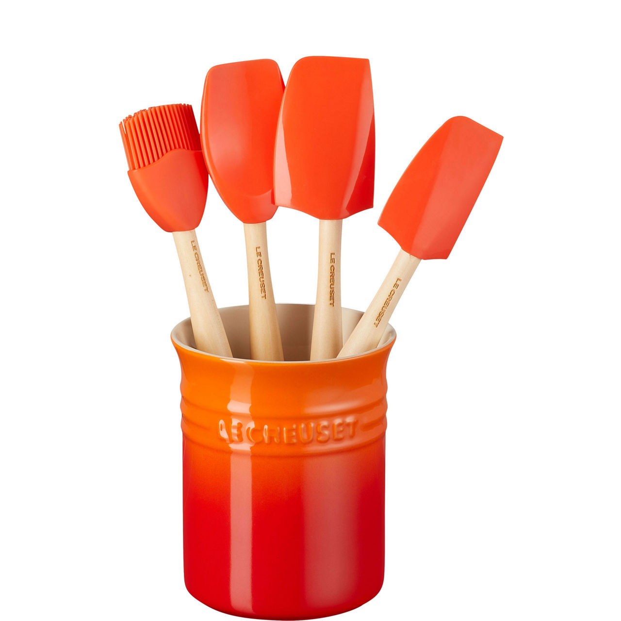 Stoneware Utensil Jar & Set of Four Craft Spatulas