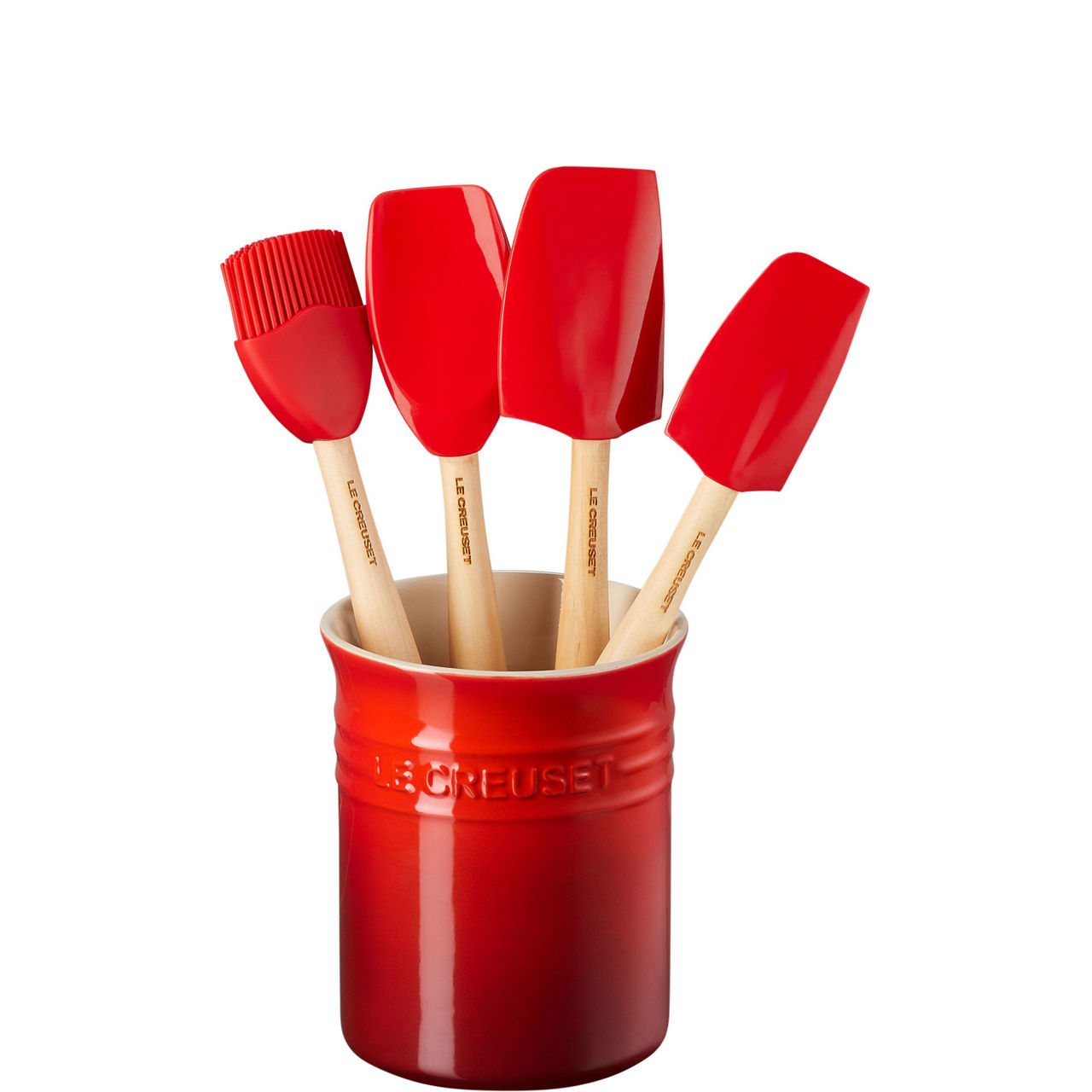 Stoneware Utensil Jar & Set of Four Craft Spatulas