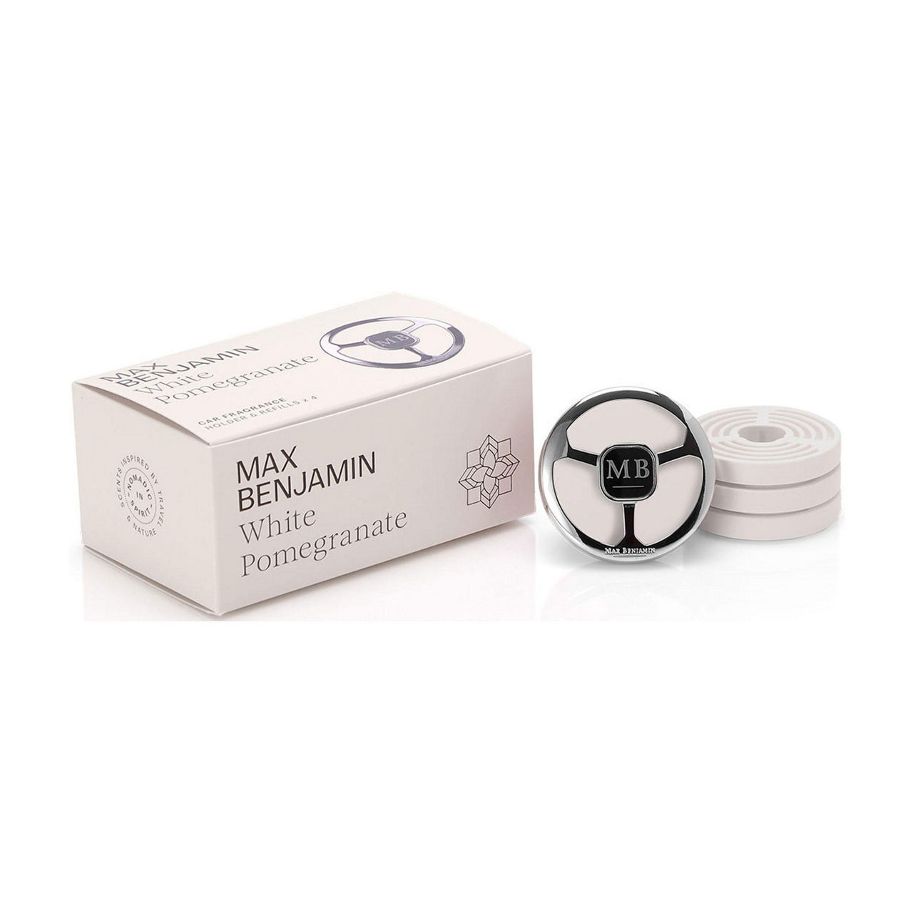 White Pomegranate Car Fragrance Holder and Refills White Pomegranate Car Fragrance Holder and Refills