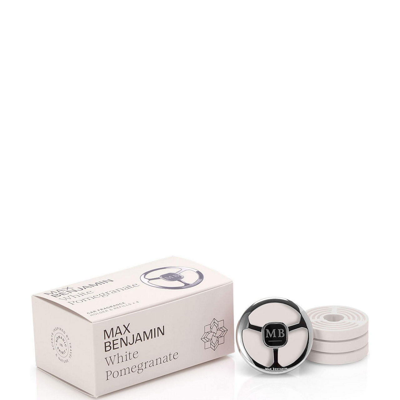 White Pomegranate Car Fragrance Holder and Refills