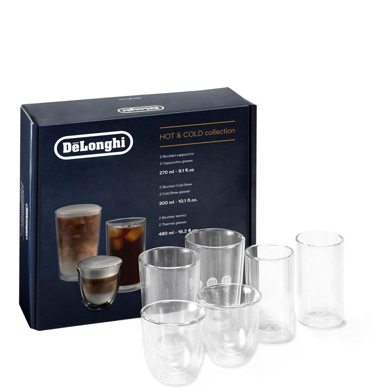 De'Longhi Hot Cold 6 Glass Collection